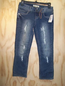 Paris Blues Girls/Juniors Blue Low Rise Slim Skinny Distressed Denim Jeans Sz 5 - Picture 1 of 3