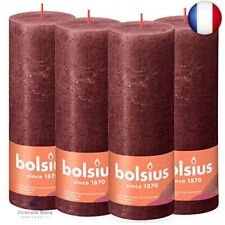 Bolsius Lot de 4 bougies pilier rustiques - Rouge foncé - Longue durée de c