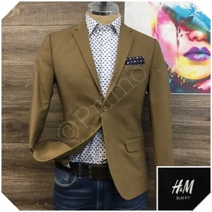 H&M Mens Blazer Sport Coat Casual Jacket Size 36R Slim Fit Cotton Suit - Picture 1 of 12