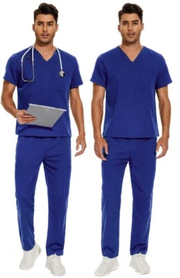 Uniformes exfoliantes de manga corta para hombre abrigos médicos conjunto de dentista tops pantalones Foto 1 de 4