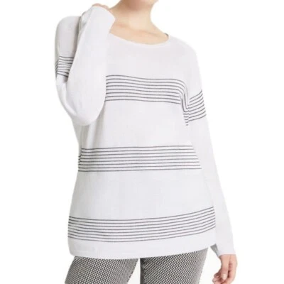 Marina Rinaldi Sport Acronimo White Sweater with Navy Stripes size L - US 16/18 - Image 1 of 4