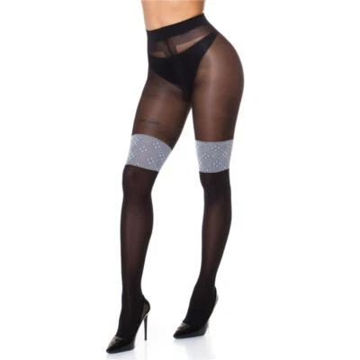 Sexy Damen Overknee Look Strumpfhose Schwarz 34/36/38 #AC1294 - Bild 1 von 4
