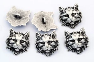 6 bottoni in metallo serie animali - GATTO SELVATICO - cat buttons - Imagen 1 de 3