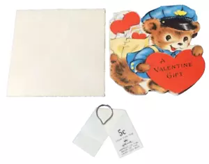 Cartolina vintage Hallmark Mini San Valentino 5¢ Made in USA Bear corriere postale 919A - Foto 1 di 2