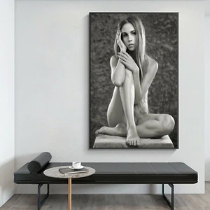 Lady Black White Art Poster 24"x32" Sexy Woman Silk Canvas Wall Decor A1034 - Picture 1 of 4