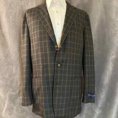 Nuevo abrigo deportivo Henry Jacobson Lg medianoche/tabaco/verde azulado ventana lana Foto 1 de 4