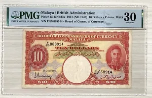 (ND 1945) Malaya and British Borneo George VI Ten Dollars banknote PMG 30 - Picture 1 of 2