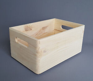 Pine Wood Decorative Storage Box Craft Handles No Lid Wooden Stackable Chest
