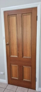 SOLID TIMBER MAPLE 4 PANEL HOUSE DOORS INTERNAL. 2.0Mtr.x 80cm. - Picture 1 of 2
