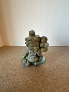 Vintage Mosser Teal Blue Green Brown Slag Glass Niki CLOWN Figurine BC - Picture 1 of 6