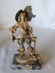 Vintage Fontanini Musketeer # 731 Figurine Depose Italy Carrara Marble Base 9" B - Picture 1 of 11