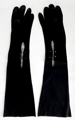 De Colección Guante Mujer Largo Negro Gamuza Niño Guantes Botón Muñeca Argentina Talla 6.5 Foto 1 de 3