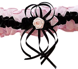 Calze da sposa nero rosa chiaro con fiocchi gonne raso e tulle EU - Foto 1 di 4