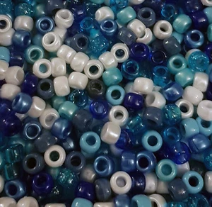 100 Blau Prinz Pony Perlen Blau Weiß Perle Glitzer Klar Webstuhl Band Dummy Haar - Bild 1 von 2