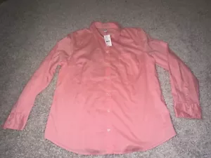 J. Crew Damen Koralle Knopfleiste Shirt Top Größe XL 100 % Baumwolle Langarm Neu mit Etikett - Bild 1 von 5