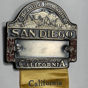 1938 San Diego California School Principal Convention Badge Ribbon Pinback - Picture 1 of 6