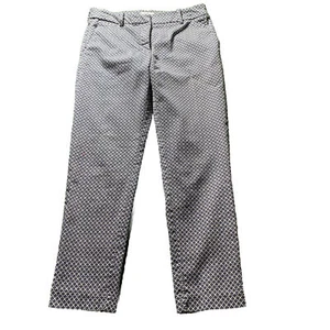 H&M Hose Damen Gr. 10 dunkelblau Rauten flache Vorderseite Slacks Trousers Chinohose - Bild 1 von 10