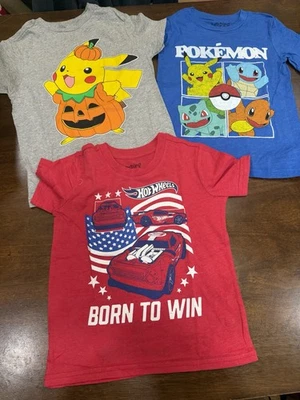 Lote de camisetas gráficas XS Pokémon Hot Wheels para niños nuevas sin etiquetas Foto 1 de 3