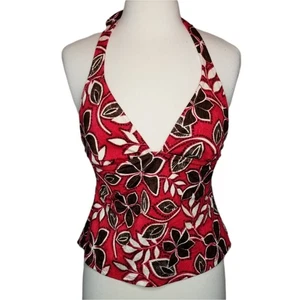 Athena Tankini Neckholder Oberteil Badeanzug Größe 12 rot geblümt - Bild 1 von 6