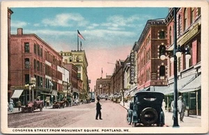 Postal vintage de PORTLAND, Maine "CONGRESS Street from Monument Square" / sin usar - Imagen 1 de 2