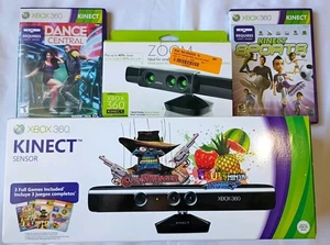 Xbox 360 Kinect Sensor with 3 Full +2 Physical Games & Nyko Zoom (5) total. - Picture 1 of 6
