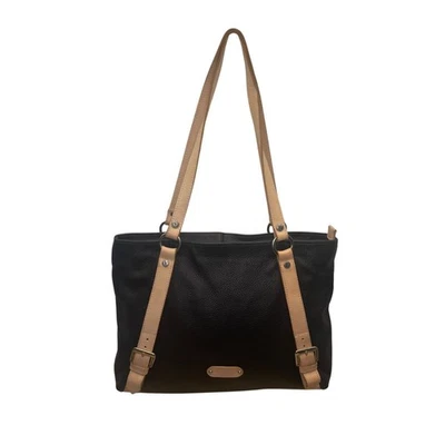 Bolso de hombro Valentina para mujer de cuero negro y rosa con correas ajustables Foto 1 de 4