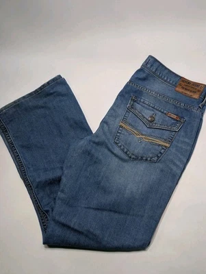 Pantalones de mezclilla Seven7 para hombre 38 X 32 azul tiro medio 5 bolsillos corte bota pierna cremallera mosca Foto 1 de 4