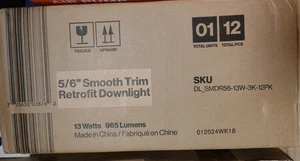 Sunco Lighting 12 Pack 5/6" Smooth Trim Retrofit Downlight DL_SMDR56-13W-3K-12PK - Picture 1 of 2