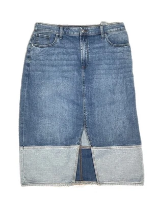 Mujer Denim Midi Falda Dos Tonos Azul Vaquero, Western Cottagecore Prairie Farm 14 Foto 1 de 4