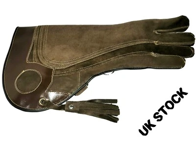 Gant D'Aigle Et De Hibou À Main Droite En Cuir Suédé Marron À 4 Couches 16" - Photo 1/2