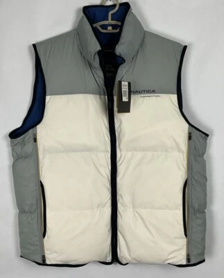 Nautica Nuevo con Etiquetas Para Hombres Competición Cremallera Completa Abajo Chaleco Puffer Chaqueta XXL Nylon Capucha Nuevo Foto 1 de 4
