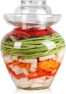 2 Liter Pickle Jar Glass Jar with Lid, Fermentation Kombucha Jar Crock with Wate - Picture 1 of 7