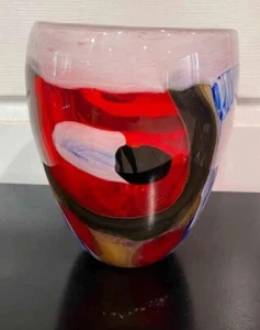 Hermoso jarrón soplado de vidrio artístico pesado - Gran calidad y detalles  - Imagen 1 de 9