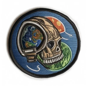 Astronaut Patch Iron-on Applique Outer Space Alien Planet Invasion Star & Moon - Picture 1 of 12