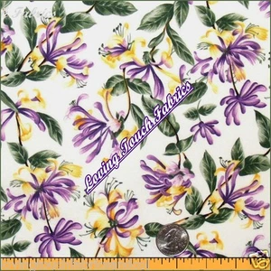 2003 WOODROW STUDIO / SNELLING "WILD FLOWERS" HONEYSUCKLE COTTON FABRIC  1/2 Yd - Picture 1 of 1