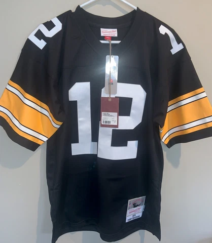 Terry Bradshaw 1975 Throwbacks Mitchell & Ness Jersey Medium Pittsburgh Steelers Cover