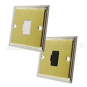 Slimline Satin Brass Polished Chrome Edge Unswitched Fused Spur 13 Amp Outlet - Picture 1 of 3