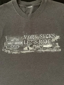 Harley Davidson Sleeveless Shirt XL Taku Juneau Alaska “Work Sucks Let’s Ride” - Picture 1 of 6