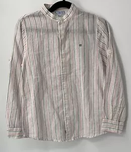 Mayoral boys white pink blue collarless button down shirt SLIM FIT nwt sz 8y - Picture 1 of 4
