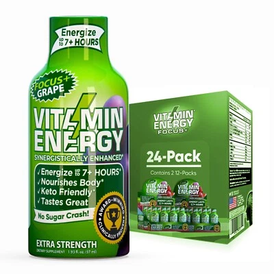 (24 Pack) Vitamin Energy® Focus+ Grape Energy Shots, Clinically Proven - Image 1 of 4