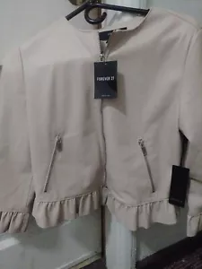 Forever 21 Blush Pale Pink Leather Light Jacket Girls Zip size L nwtags - Picture 1 of 6