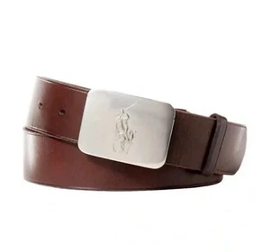 Polo Ralph Lauren Men's Pony Logo Plaque Leather Belt Dark Brown Size 40/100 - Picture 1 of 3