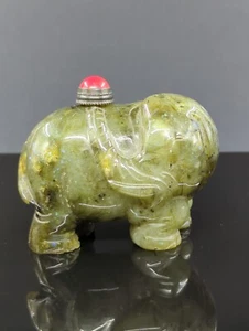 Rare Antique Chinese Carved Opal Elephant Snuff Bottle Qing 19c  - Picture 1 of 11