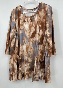 LOGO by Lori Goldstein Tiered tunic shirt dress Pockets Sz XL NWOT - Picture 1 of 6