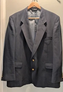 Vintage USA Made 50R Navy Blue Hopsack Gold Button Blazer Sport Coat EUC - Picture 1 of 5