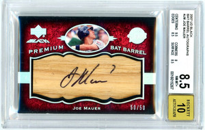 JOE MAUER 2007 Upper Deck UD Black Premium Bat Barrel Auto #50/50 BGS 8.5 Twins