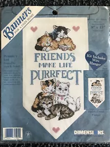 Dimensions Banners Purrfect Life Counted Cross Stitch Kit #72505 Sealed 1998 - Picture 1 of 5