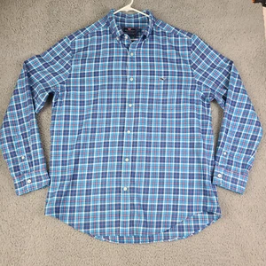 Vineyard Vines Men's LG Performance Classic Fit Tucker Shirt Blue Plaid Flannel - Picture 1 of 14
