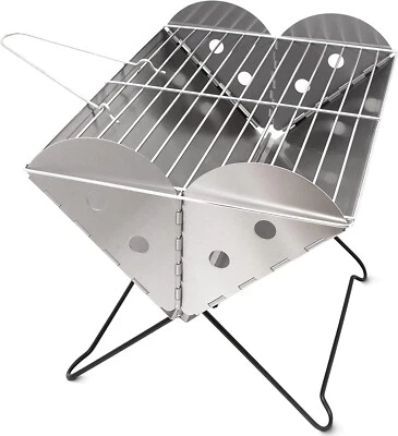 Zone Tech Flatpack Portable Stainless Steel Grill And Fire Pit Traveling Grill