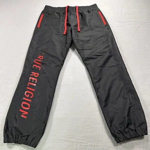 True Religion Joggers Mens Medium Black Windbreaker Mesh Lined Track * - Picture 1 of 14